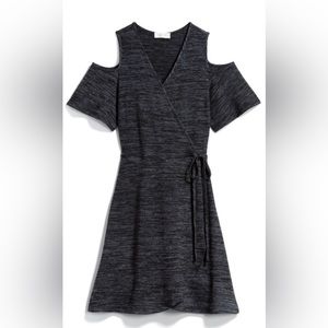RD Style Cold Shoulder Faux Wrap Dress